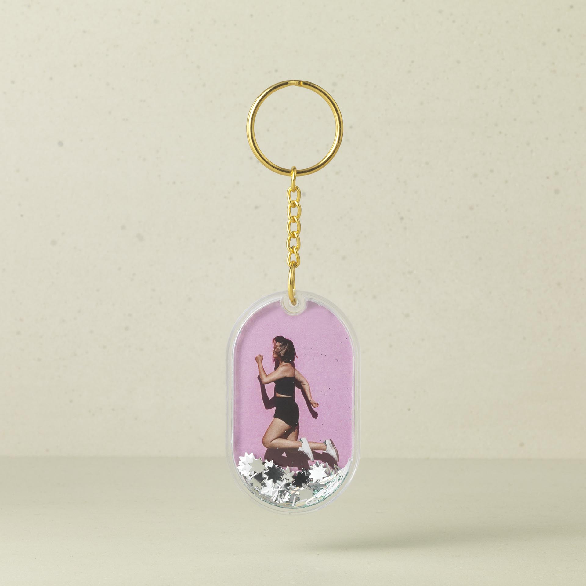 WB-1902 - OVAL GLITTER KEYCHAIN