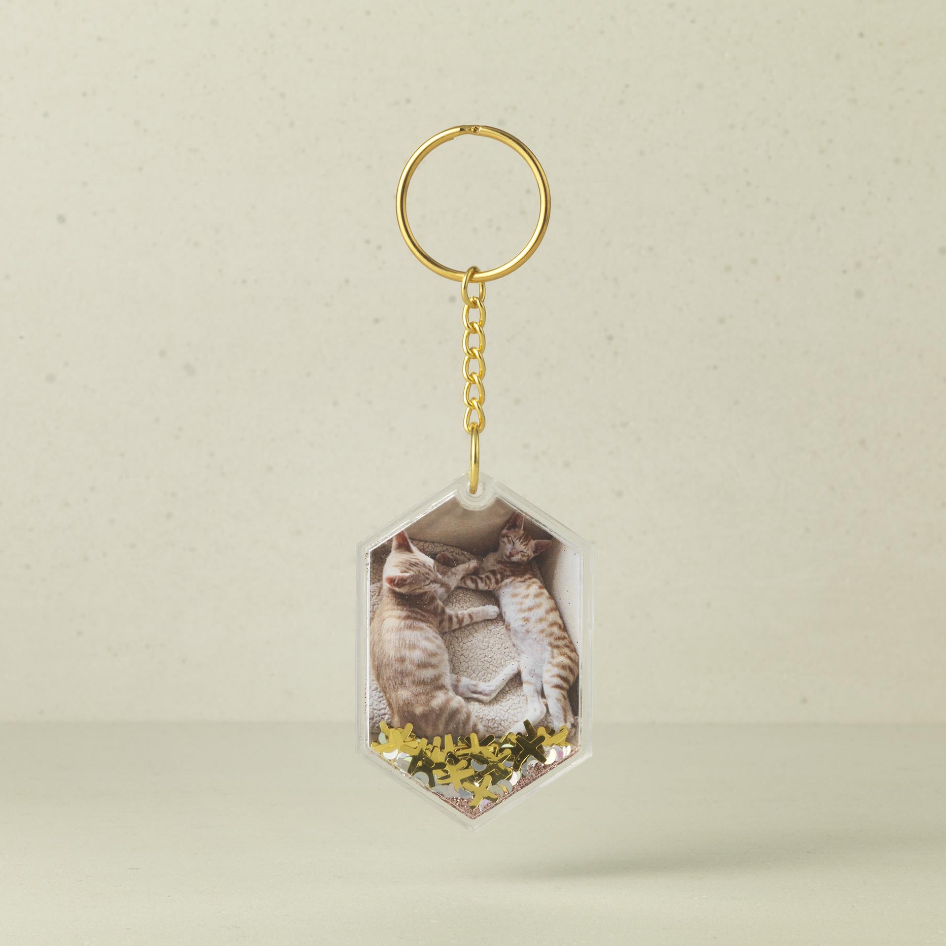 WB-1903 - HEXAGON GLITTER KEYCHAIN